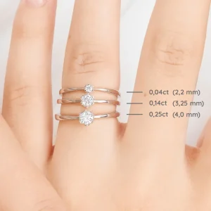 Verlobungsring Classic Solitair 0,04ct, 14 Karat Weißgold, Gr.52-LEAF Hot