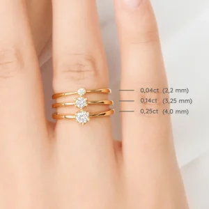 Verlobungsring Classic Solitair 0,04ct, 14K Gelbgold, Gr.52-LEAF Fashion