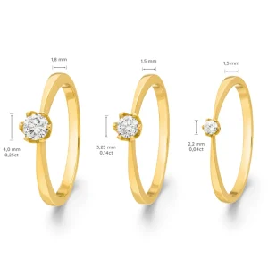 Verlobungsring Classic Solitair 0,04ct, 14K Gelbgold, Gr.52-LEAF Fashion