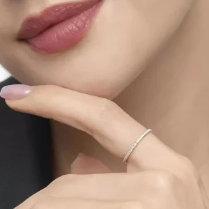 Verlobungsring Memoire mit Diamanten, 18 Karat Rosegold-LEAF Fashion