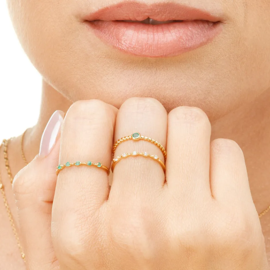 verlobungsring_mit__diama_1.webp Verlobungsring mit 5 Diamanten, 14 Karat Gelbgold-LEAF Sale