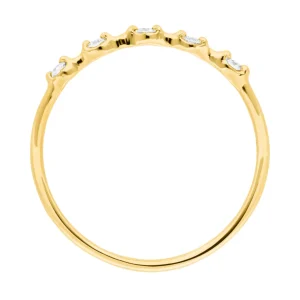 Verlobungsring mit 5 Diamanten, 14 Karat Gelbgold-LEAF Sale