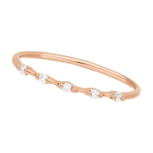 Verlobungsring mit 5 Diamanten, 14 Karat Rosegold-LEAF New