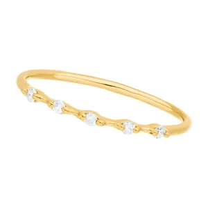 Verlobungsring mit 5 Diamanten, 14 Karat Gelbgold-LEAF Sale