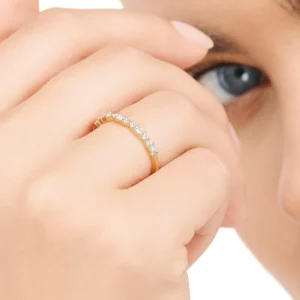 Verlobungsring mit Baguette Diamanten, 14 Karat Gelbgold-LEAF Online