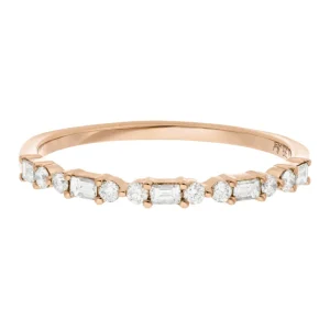 Verlobungsring mit Baguette Diamanten, 14 Karat Rosegold-LEAF Fashion
