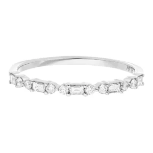 Verlobungsring mit Baguette Diamanten, 14 Karat Weißgold-LEAF Clearance