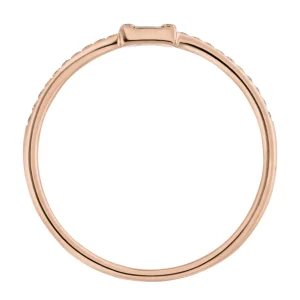Verlobungsring mit Diamanten, Tiny Baguette, 14 Karat Rosegold-LEAF Clearance