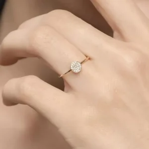Verlobungsring Pave in 18 Karat Rosegold mit Diamanten-LEAF New