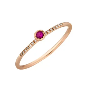 Verlobungsring Petite, Ruby, 14 Karat Rosegold-LEAF New