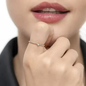 Verlobungsring Single Diamond in 18 Karat Rosegold-LEAF Discount