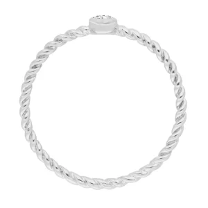 Verlobungsring Single Diamond in 18 Karat Weißgold-LEAF Sale