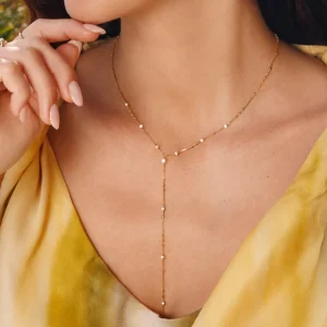 Y-Halskette Flying Pearls, 18 Karat Rosegold vergoldet-LEAF Outlet