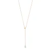 Y-Halskette Gem Drop, Aqua Chalzedon, 18 Karat Rosegold vergoldet-LEAF Best