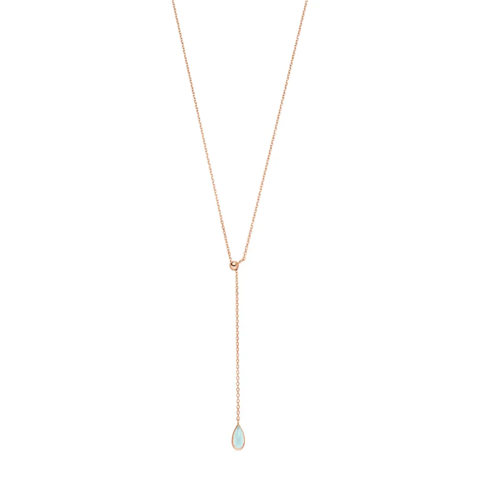 yhalskette_gem_drop_aqua__0-2.webp Y-Halskette Gem Drop, Aqua Chalzedon, 18 Karat Rosegold vergoldet-LEAF Best